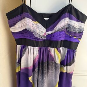 Elegant Purple and Black Women's Silk Dress